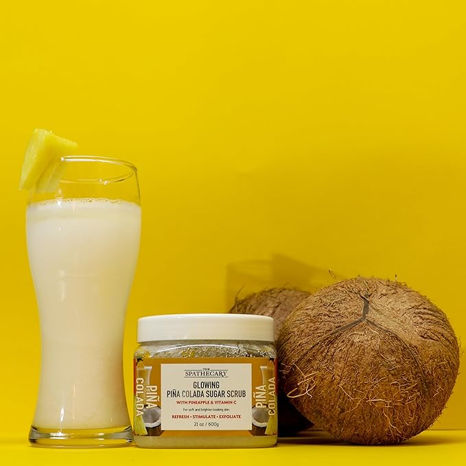 Pina Colada Sugar Scrub - Exfoliating & Hydrating Body Scrub With Pineapple and Vitamin C for Softer, Glowing & Brighter Smooth Looking Skin, Body Care Exfoliator & Cleanser, 21 oz
