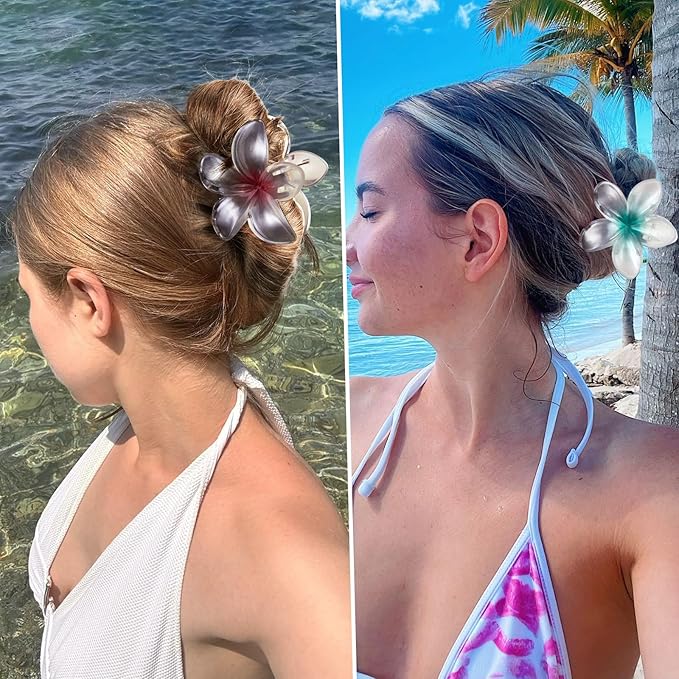 Hawaiian Flower Hair Claw Clips for Women, Hibiscus Hair Clips, Cute Summer Beach Hair Accessories