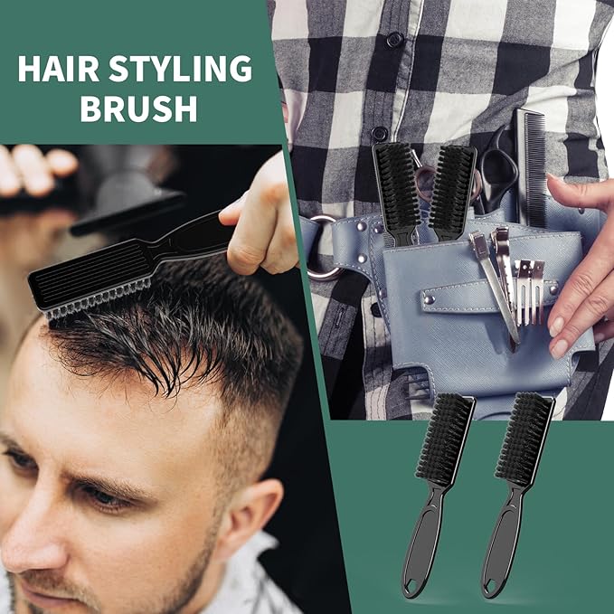8 Pcs Barber Clipper Brush Blade Trimmer Cleaning Brush Set Duster Manicure Nylon Brush Hair Styling Tool (Black)