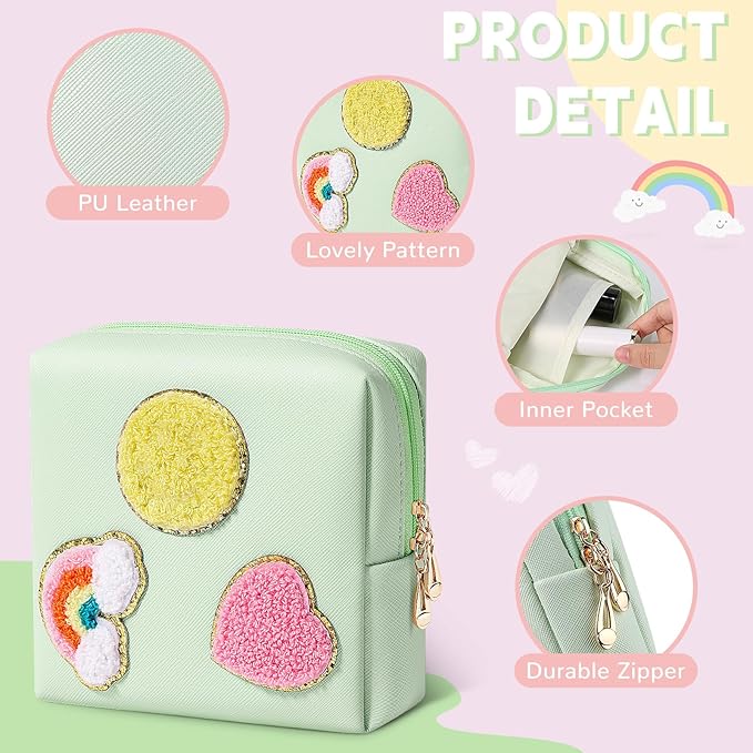 Period Bag for Teen Girls Shark Week Pouch Portable Sanitary Pad Bags for Period Teen Period Pads Pouch for Panty Liners, Tampons, Menstrual Cup - White