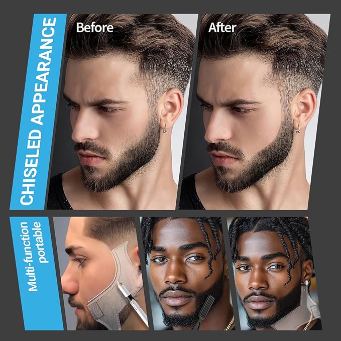 Noerrors Barber Pencil for Lineup White Beige Skin Tone Magic Hairline Pencils Barber Chalk Set Beard Guide Pen with Sharpener Ruler Brush for Hair Design Shaping Trace Grooming Makeup Tool for Men