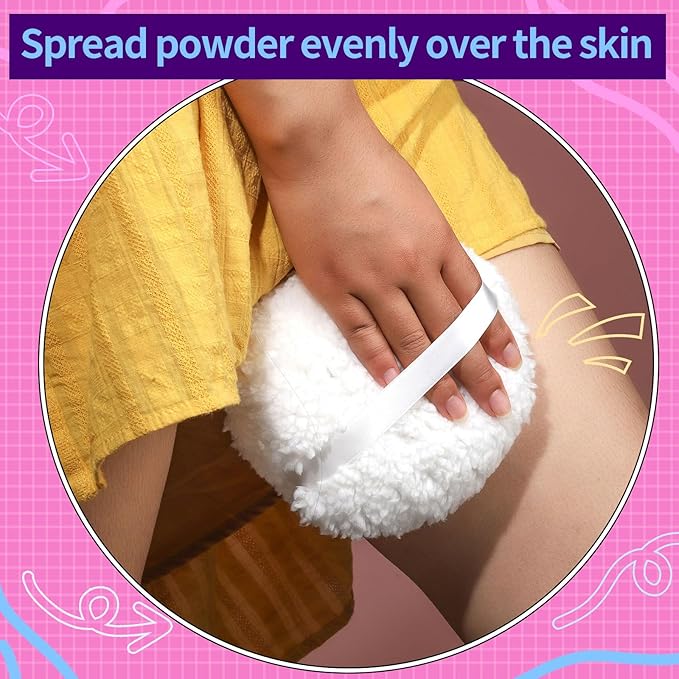 6" Body Powder Puff, Powder Puff for Body Powder and Container, Fluffy Soft Large Powder Puff for Dusting White