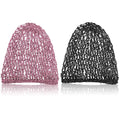 Waydress 2 Pieces Mesh Hair Net Rayon Knit Snood Women Crocheted Sleep Cap (Black and Pink)