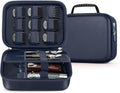 MOSLA Hard Barber Accessories Case for Hair Clippers, Mens Hair Cutting Barber Supplies Holder, Trimmer Organizer Storage Bag for Hair Cutting, Guard Grooming Kit (PU Navy blue)
