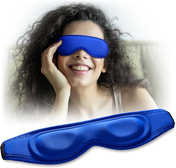 Contoured Ice Eye Mask for Puffy Eyes: Gel Cold Compress for Dark Circles, Sinus Pressure & Eye Fatigue, Reusable Cooling Therapy, Fits All Head Sizes, Daily Eye Care, Relaxation Beauty Gift, Blue