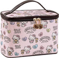 AmBealla Cosmetic Bag Large Makeup Bag Pink Makeup Travel Case with Brush Holder,Canvas Organizer for Women,Toiletry Bag for Skincare&Beauty Tools Sweet Cute for Girls