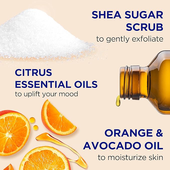 Dr Teal's Shea Sugar Body Scrub, Citrus with Essential Oils & Vitamin C, 19 oz