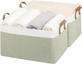 StorageWorks Storage Bins, Fabric Storage Bins for Shelves, Extra Large Storage Baskets with Metal Frame, Closet Baskets and Bins with Handles, Jumbo, Green and White, 2-Pack