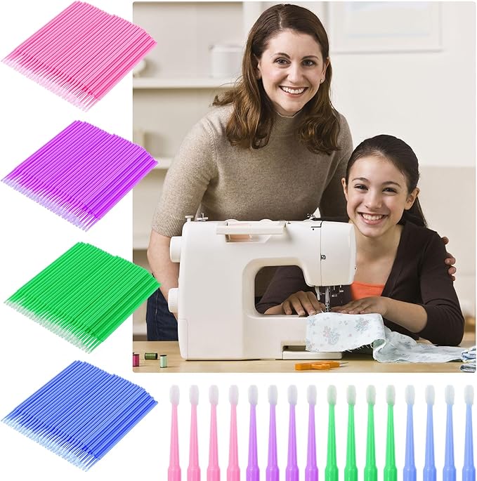 Pndeyo 400pcs Sewing Machine Cleaning Brushes, Disposable Cleaning Swabs Sewing Machine Cleaning Tools Kit, Multi Purpose Clean Swab Sticks for Paint Sewing Machine Glasses Jewelry Makeup Clean
