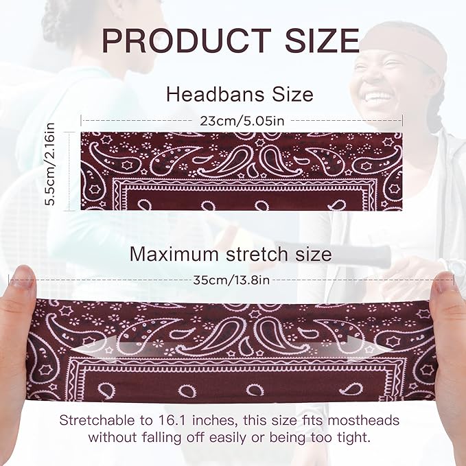 8 Pack Headbands for Women Non Slip - Stylish Sports Hair Bands for Women's Hair - Soft Cotton Cloth Stretchy Headbands for Women for Yoga, Outdoor Exercise Running