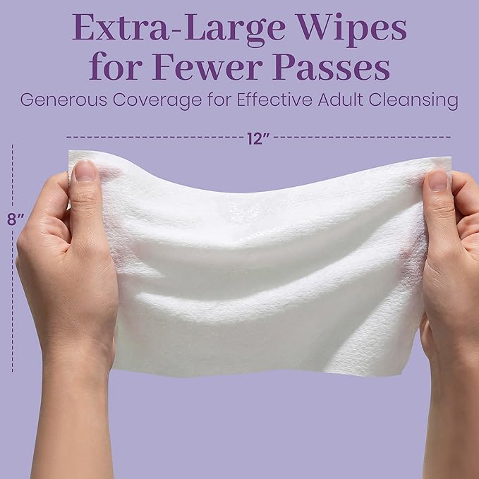 X Large Wet Wipes for Adults - 4 Packs of 56 [224 Count] Disposable Incontinence Wipes, 12" x 8" Adult Wipes for Elderly - Personal Body Wipes for Women and Men, Pre Moistened Adult Washcloths