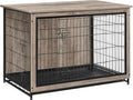 Feandrea Dog Crate Furniture, 44.1" Side End Table, Modern Kennel for Dogs Indoor up to 80 lb, Heavy-Duty Dog Cage with Multi-Purpose Removable Tray, Double-Door Dog House, Greige UPFC004G01