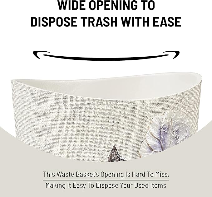 Zahari Home 2pc Michelle Bathroom Set Waste Basket & Tissue Cover Modern Classic Decor Stylish Unique Design Beautiful Floral Bathroom Accessories Set