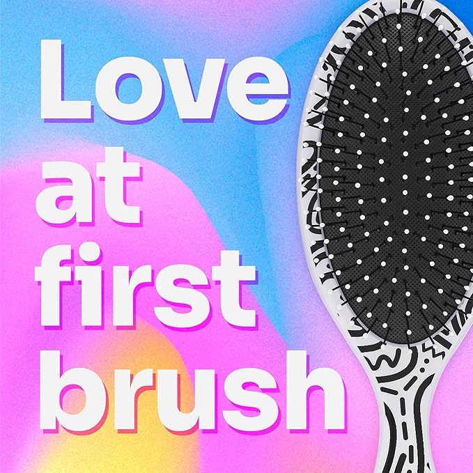 Wet Brush Original Detangling Hair Brush, Hipster Doodle - Ultra-Soft IntelliFlex Bristles - Detangler Brush Glide Through Tangles With Ease For All Hair Types - For Women, Men, Wet & Dry Hair