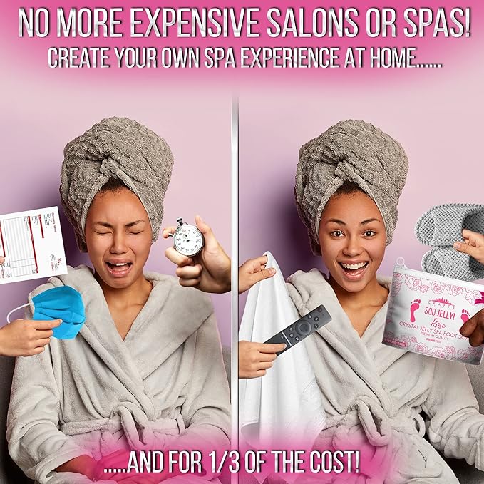 SOO Jelly Pedicure Packs - Pedicure Foot Soak For Feet - Moisturizing Jelly Spa Pedi Soak - Foot Spa Bath Soak For Soaking - Pedicure Foot Gel To Relax Sore Feet (Damascus Rose)