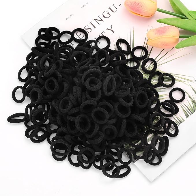 200 Pack Hair Ties BEoffer Kids Baby Toddlers Girls Elastics Hair Bands No Damage Black Small Rubber Bands Ponytail Pigtails Holders Not Harm to Hair (Black)