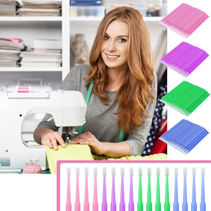 Pndeyo 400pcs Sewing Machine Cleaning Brushes, Disposable Cleaning Swabs Sewing Machine Cleaning Tools Kit, Multi Purpose Clean Swab Sticks for Paint Sewing Machine Glasses Jewelry Makeup Clean