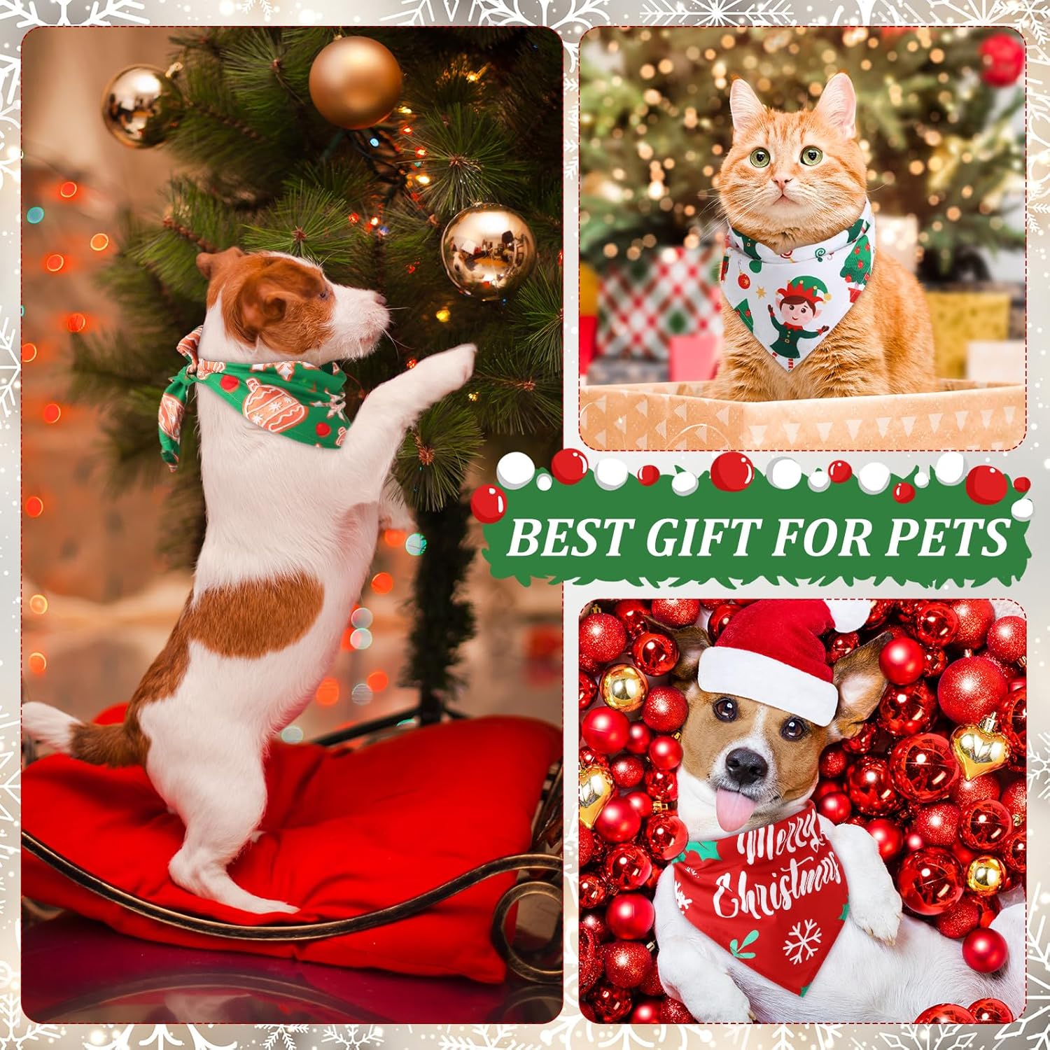 Abbylike 100 Pcs Christmas Dog Bandanas Bulk Xmas Bandanas for Dogs Triangle Kerchief Bibs Scarf Set for Pet Xmas Costume Photo Props Accessories Pet Shops Grooming, 25 Styles (25.6 x 17.7 x 17.7)