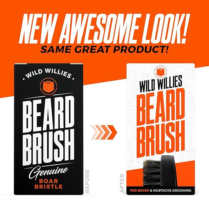 Wild Willies Beard Brush & Beard Balm Leave-In Conditioner Kit, Boar Bristles, Travel Size, Ergonomically-Designed Handle, Promotes Fast Beard Growth & Removes Itch