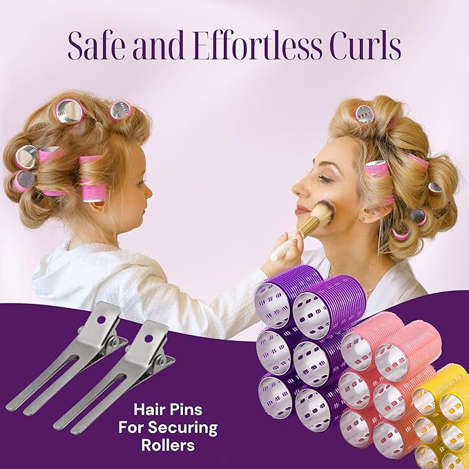 Thermal Rollers for Hair - 37 Self Grip Hair Rollers with 18 Clips and Styling Comb - Aluminum Thermal Hair Rollers for Volume and All-Day Curls - For Short, Medium, and Long Hair (Small)