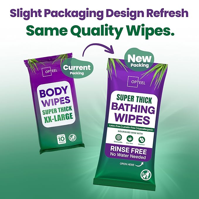 Super Thick Bathing Wipes for Adults Bathing No Rinse – Full Body Shower Wipe, Ideal for Men, Women & Elderly – Extra Large & Soft Travel Wipes Perfect Alternative to Shower – 8 Packs (80ct)
