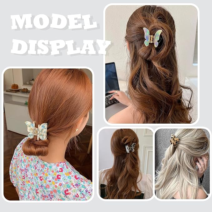 Butterfly Hair Clips Hair Claw Butterfly Tortoise Shell Jaw Clips 2.3 inch Beautiful Hair Accessories for Girls and Women. (3 pack)