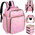 Nail Polish Organizer Backpack Holds 126 Bottles& Nail Lamp, Extra Large Nail Kit Supplies Organizer Bag with 3 Removable Cases, Portable Nail Organizers and Storage for Trave (PU Leather Pink)