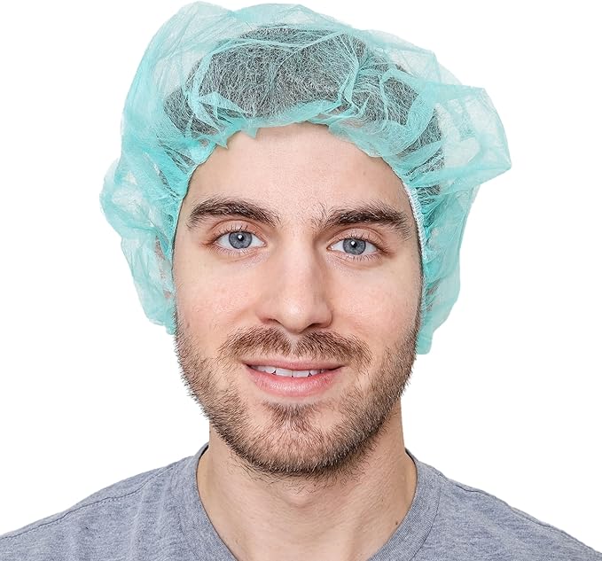 Unisex Polypropylene Bouffant Caps [100 | 1000 | BLACK | WHITE | BLUE | RED |ORANGE | GREEN | 21" | 24" | 28"]