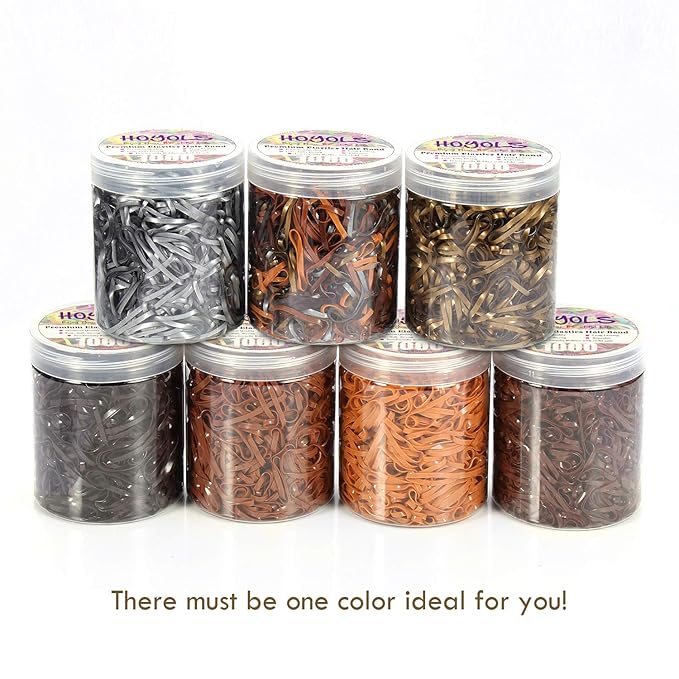 Hoyols Rubber Hair Ties Elastic Bands Ponytail Polyband Ties for Kids Women Girl 1000 Piece Pack (Silver Metal) TPR