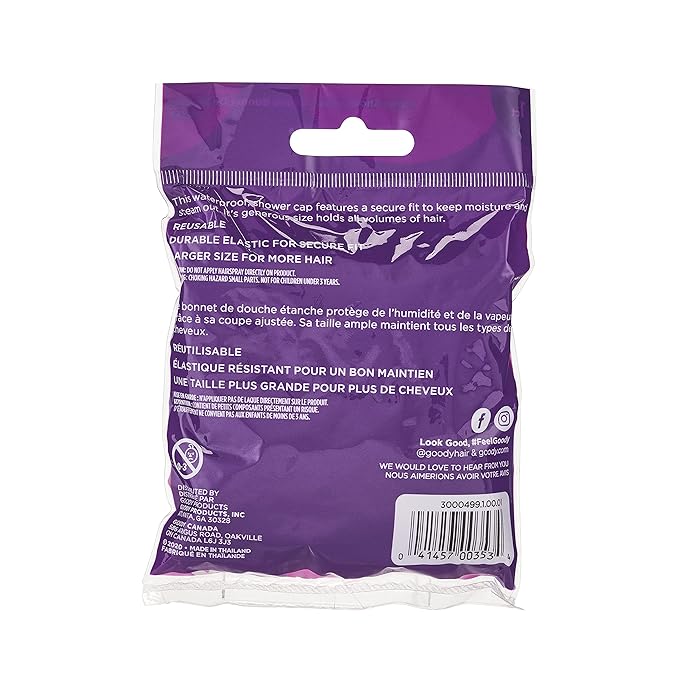 Goody Styling Essentials Shower Cap, 1 Count - Protect Your Hairstyle While Remaining Comfortable - Made with Durable and Waterproof Materials - Hair Accessories for Men, Women, Boys, and Girls