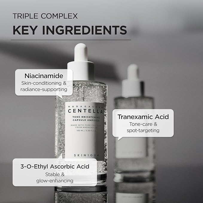 SKIN1004 Tone Balancing Capsule Ampoule, Niacinamide & Centella Serum for Face, Korean Hydrating Facial Serum for Unevne Skin Tone with Tranexamic Acid, Korean Skin Care, 3.38 fl.oz / 100ml