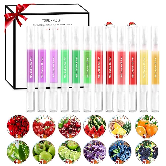 AIJIMEI 12pcs Nail Cuticle Oil Pen Gel Nail Oil Pen Nail Nourishment Polish With Vitamins Moisturized Gel Nail Polish Repair Pen For Gel Nails Care Cuticle Oils
