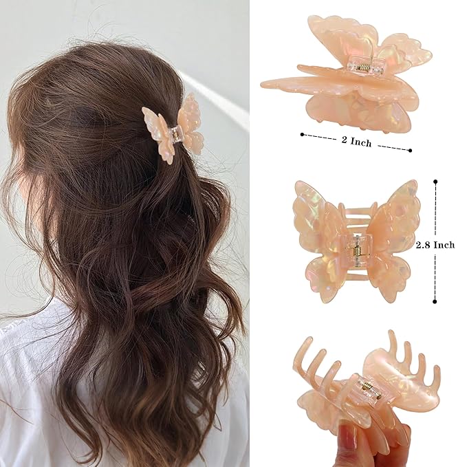 NAISIER Butterfly hair clips Butterfly claw clips for women girl cute Hair Accessories for Girls & Women.(Orange green purple)