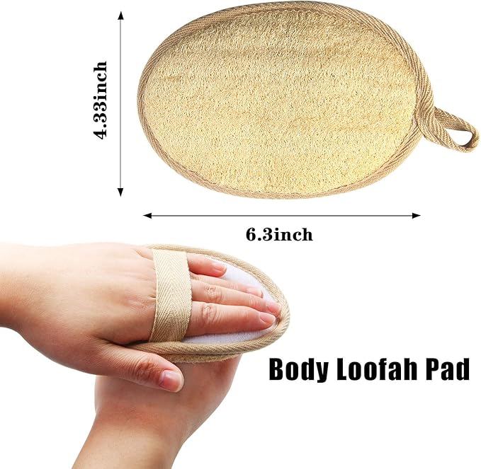 FEBSNOW Loofa Body Scrubber - 4 PCS Exfoliating Loofah Back Scrubber Natural Luffa Shower Bath Sponge Exfoliating Washcloth Face Scrubber Pad for Deep Clean & Invigorate Your Skin