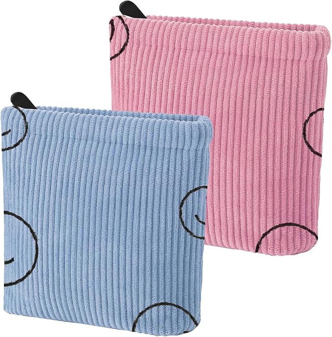 2 PCS Corduroy Period Bag for women, Cute Sanitary Napkin Storage Bag Portable Period Pouch with Zipper, Sanitary Pads Bag Tampons Holder for Purse First Period