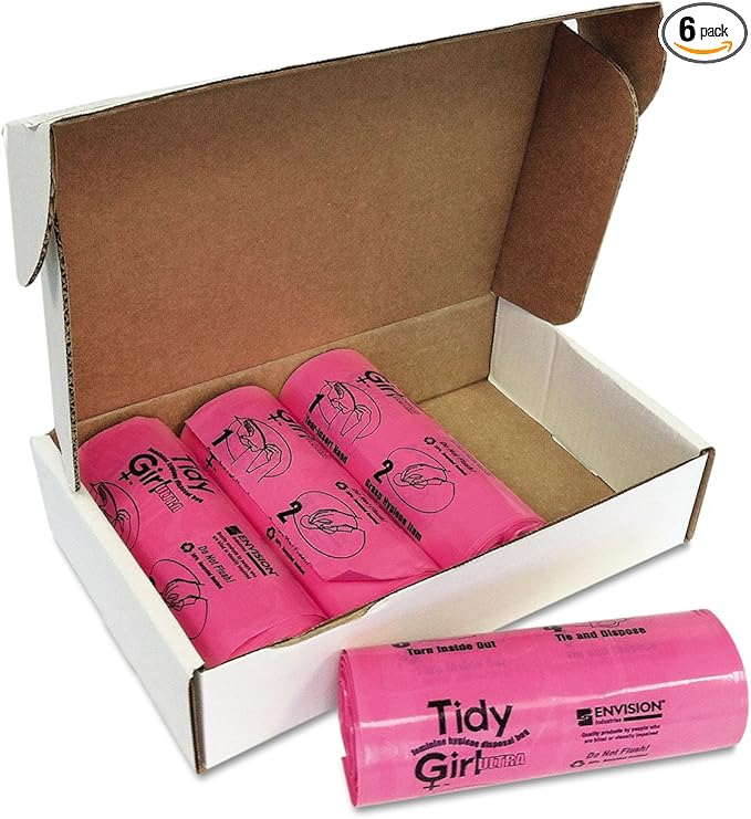 Tidy Girl Feminine Hygiene Sanitary Disposal Bags 600/Roll 4 Rolls/Carton