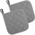 2 Pcs Cotton Pot Holders, 18 cm / 7-Inch Square Potholders for Kitchen, Heat-Resistant Pots Holder, Non Slip Kitchen Pot Holders Cotton Lining Hot Pads for Baking Cooking Oven (Gray)