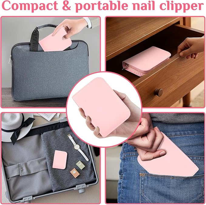 26-Piece Professional Manicure Set，Features Stainless Steel Tools, Carbon Steel Clippers & Travel Case for Women's Home and Travel Grooming，Luxury Nail Care Gift for Her(Pink)