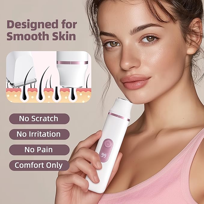 5-in-1 Bikini Trimmer for Women: IPX7 Waterproof Electric Razor Shaver for Silk Skin, Easy Cleaning, 5 Head, Rechargeable Body Hair Removal, LED Display, Ceramic Blade, Gifts for Her