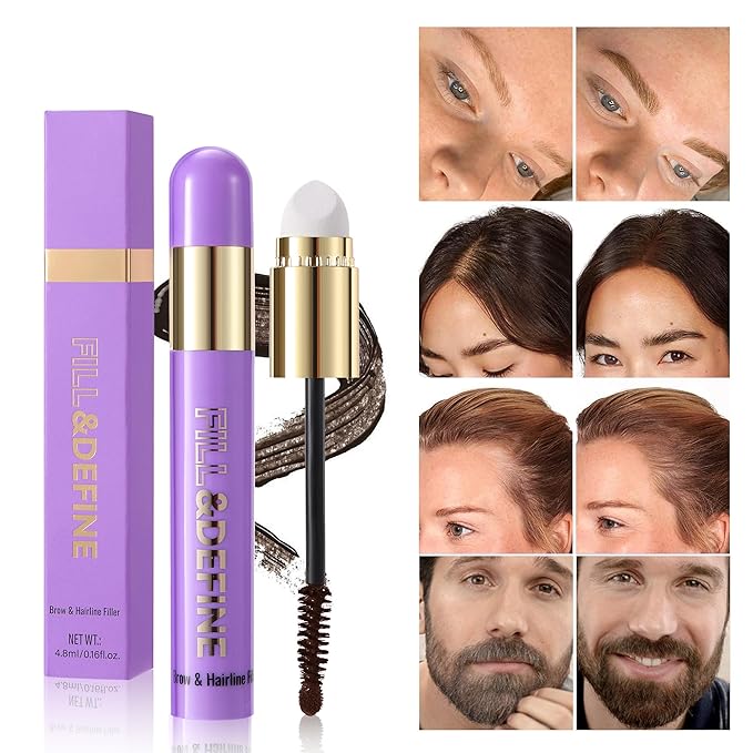 3 In 1 Hair Color Concealer Stick - Temporary Gray Hair Cover Up, Root Touch Up Hair Mascara with Precision Applicator, Waterproof Long Lasting for Eyebrows Beard Hairline 06# Deep Brown