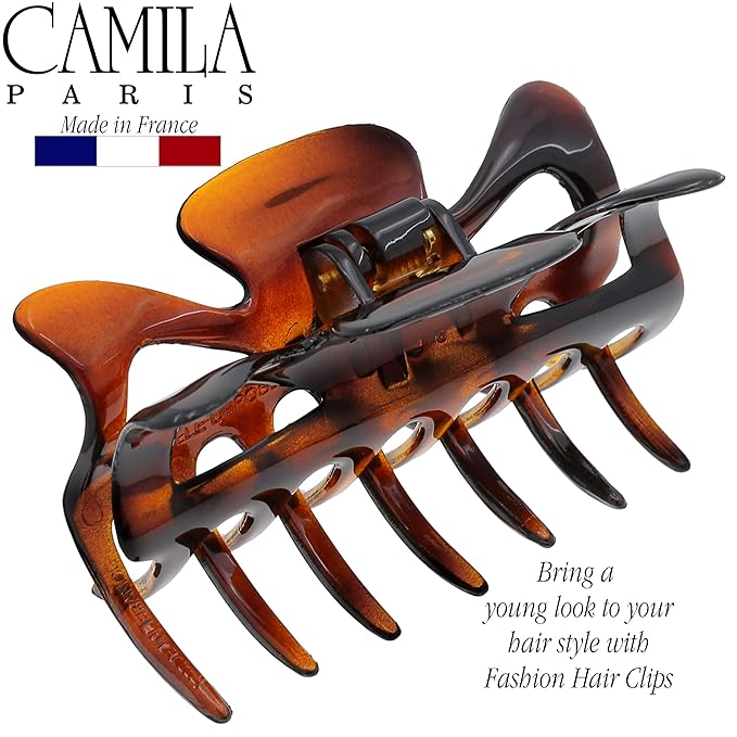 Camila Paris CP42 French Hair Clip for Women, 3.5 inch Tortoise for Thick Volume Hair, Girls Hair Claw Clips Jaw, Durable Styling Hair Accessories for Women, Strong Hold No Slip Grip, Made in France