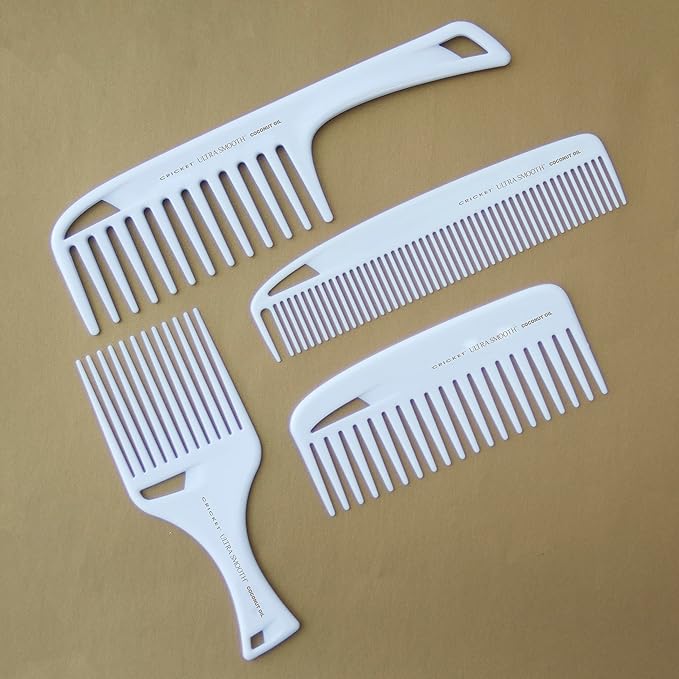 Cricket Ultra Smooth Coconut Hair Pick Comb - Infused with Coconut Oil & Keratin for Frizz-Free Shine and Volume, Ideal for Curly, Thick, and Textured Hair