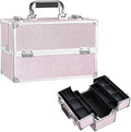 Stagiant 12.6 Inch Large Makeup Train Case, Professional 4 Trays Cosmetic Cases Makeup Storage Organizer Box Beauty Make Up Box with Lock&Adjustable Compartments for Nail, Accessories, Skincare, Pink
