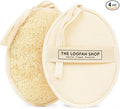 Bath Loofah Sponge, Exfoliating Body Scrubber, Shower Luffa for Men, Women and Kids Made of Eco-Friendly Natural Egyptian Loofah with Cotton Travel Pouch, 7" x 5.25" (2pack 4pcs)