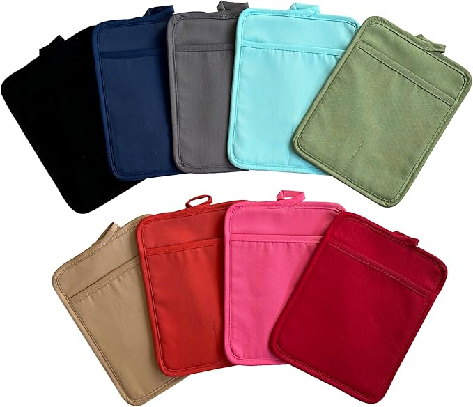 Oven Pot Holder with Pocket Cotton Heat Resistant Coaster Potholder Kitchen Hot Pad Oven Mitts for Cooking and Baking Square 7"x9" (Grey, Silicone)