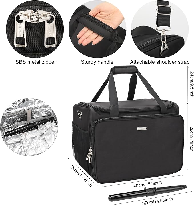 Professional Hairdressing Bag,Hairstylist Travel Bag,Cosmetics Beauty Hairdresser Bag with Shoulder Strap,Hair Makeup Salon Organizer Bag for Barber Insulation Material
