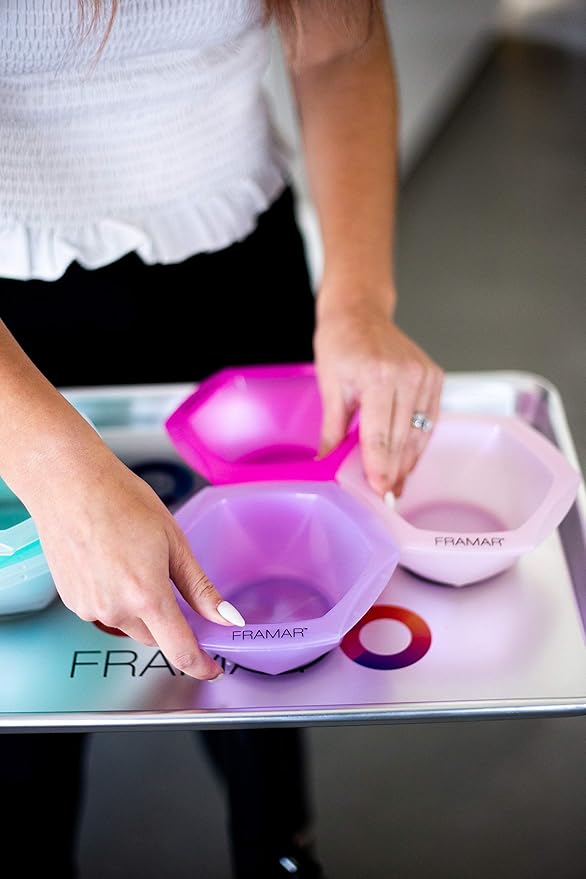FRAMAR Hair Color Brush Set – Glitter Color Brush, Hair Dye Brush Kit, Hair Coloring Brush - Color Bowl with Cleaner Set – Mixing Bowls – For Hair Color