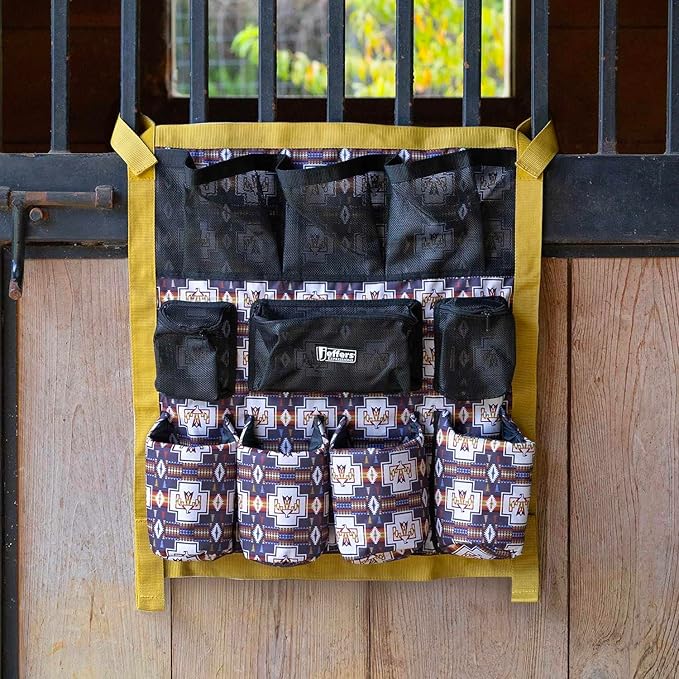 Jeffers Expression Trailer Door Caddy – Equestrian Tack Organizer for Horse Supplies, Grooming Tools, Water Bottle – Padded Pockets with Hanging Straps for Stalls & Barns - Thunderbird