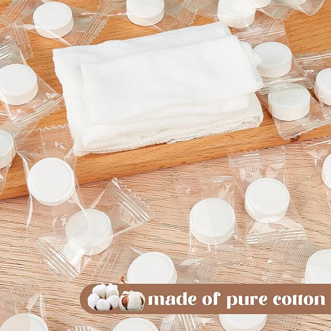 Juexica 1000 Pcs Mini Compressed Paper Towels Tablets Disposable Travel Coin Tissues Cotton Face Washcloths Portable Individual Wrap for Travel Toilet Hand Clean