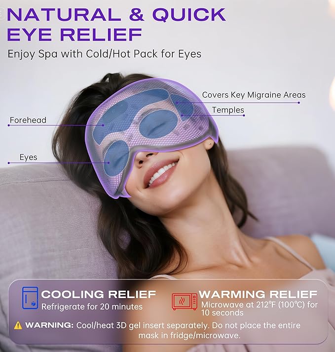 Sleep Mask Headphones Bluetooth 5.4 with 3D Removable Hot & Cold Compress, TOPOINT Weighted Eye Mask Blackout Soft, Cooling Breathable for Women Men Deep Sleep Relax Tired Eyes Migraine Office Travel